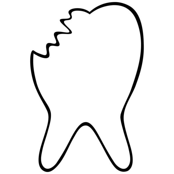 Ícone Dente Partido Ilustração Vetorial Contorno Fundo Isolado Cuidados Dentários —  Vetores de Stock