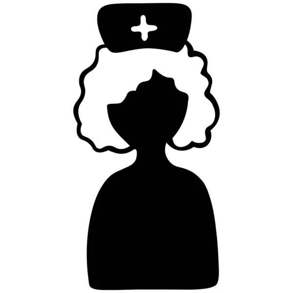 Silhouette Une Infirmière Coiffée Une Croix Illustration Vectorielle Travailleur Médical — Image vectorielle