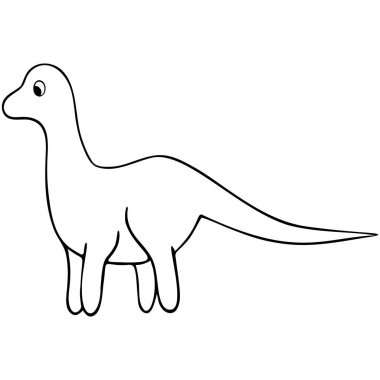 Dinozor. Şirin yüzlü bir sürüngen. Otçul kertenkele. Vektör çizimi. Çocuklar ve yetişkinler için boyama kitabı. Tecrit edilmiş bir arka plan. Doodle tarzı. Robot resim. Kitap ve web tasarımı için fikir.