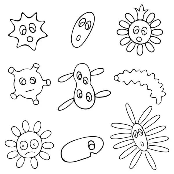 Coronavírus Vírus Bactérias Micróbios Bacilos Conjunto Vetorial Ilustrações Livro Para —  Vetores de Stock