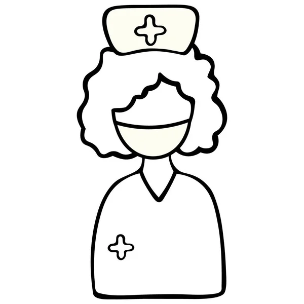 Una Enfermera Con Gorra Cruz Máscara Médica Ilustración Vectorial Trabajador — Vector de stock