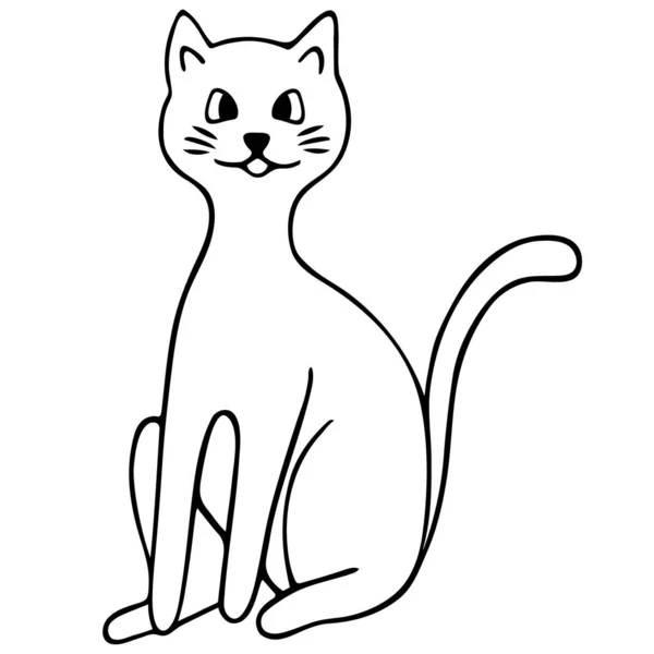 Katze Vektorillustration Umriss Auf Einem Isolierten Hintergrund Doodle Stil Skizze — Stockvektor
