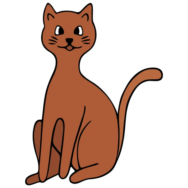 Kedi Kırmızı Renk Renkli Vektör Çizimi Zole Edilmiş Arka Plan — Stok Vektör