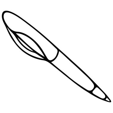 Tükenmez kalem. Robot resim. A, okul çantasında ya da işte olmalı. Vektör çizimi. İzole edilmiş bir arkaplanda özet geç. Doodle tarzı. İçinde çekirdek olan bir alet. Yazmak, notlar, imzalar için kullanılır. Web tasarımı için resim.