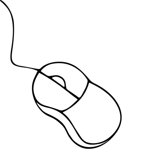 컴퓨터 마우스 제어를 와이어 모양의 그림이다 백색의 고립된 배경을 살펴보자 — 스톡 벡터