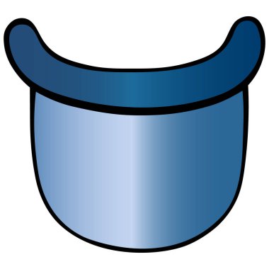 Plastik yüz maskesi. Koruyucu kalkan. Vektör çizimi. İzole edilmiş beyaz arka plan. Koronavirüs enfeksiyonuna karşı kişisel koruyucu ekipman COVID-19. Çizgi film tarzı. Tıbbi konular. Koruyucu vizör. Eğitim edebiyatı için fikir.