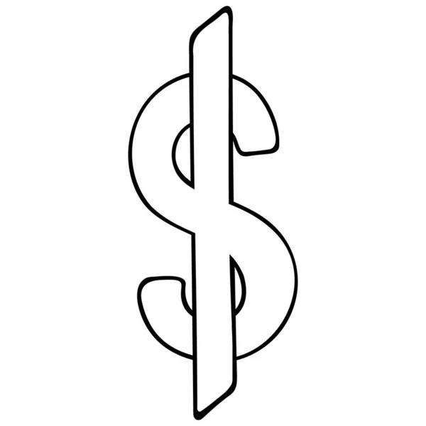 Ікона Долара Валютна Валюта Векторна Ілюстрація Контур Ізольованому Білому Тлі — стоковий вектор