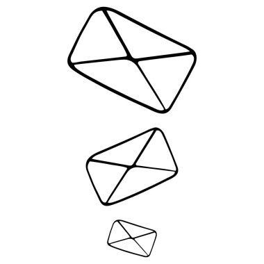 Zarfın içinde mektuplar. E-posta. Vektör çizimi. İzole edilmiş beyaz bir arka plan. Doodle tarzı. Robot resim. Alıcıya bir mesaj gönderiliyor. Mesajların dağıtımı. Web tasarımı için resimleme fikri.