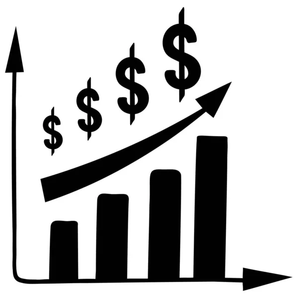 Dollar Growth Graph Silhouette Axis Coordinates Dollar Symbol Vector Illustration — Stock Vector