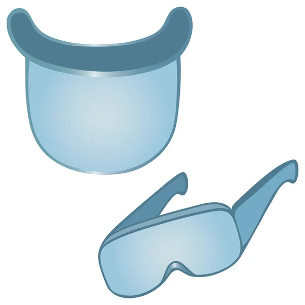 Óculos Plástico Máscara Facial Proteção Contra Infecção Por Coronavírus Covid19 —  Vetores de Stock