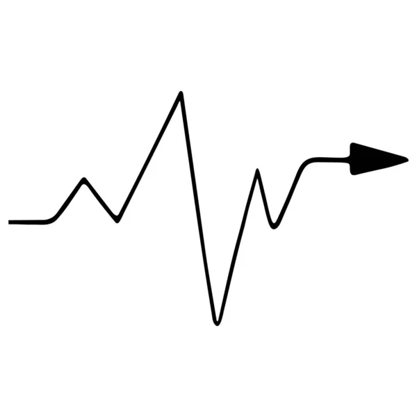 Seta Direita Indicador Zigzag Ilustração Vetorial Linha Quebrada Pulso Negócios — Vetor de Stock