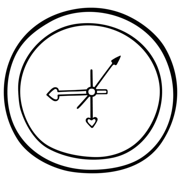 Relógio Mecânico Parede Sem Números Painel Flechas Ilustração Vetorial Contorno — Vetor de Stock