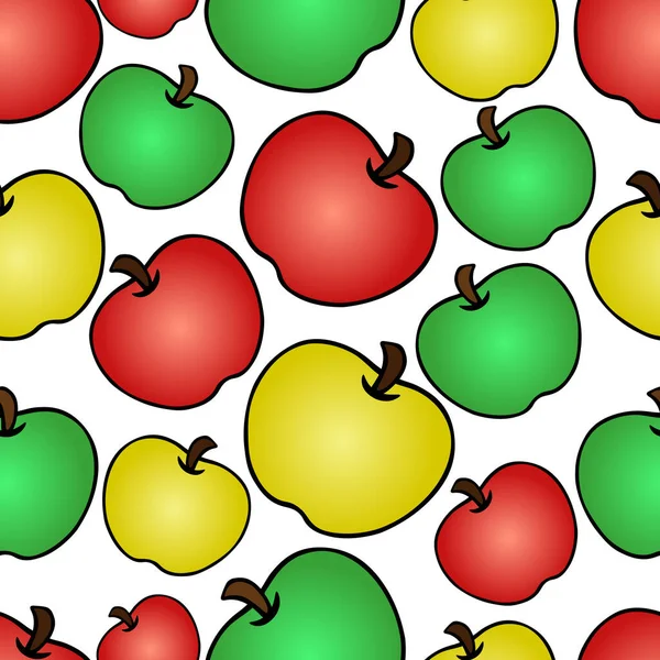Una Manzana Fruta Fresca Jugosa Tres Colores Rojo Verde Amarillo — Vector de stock