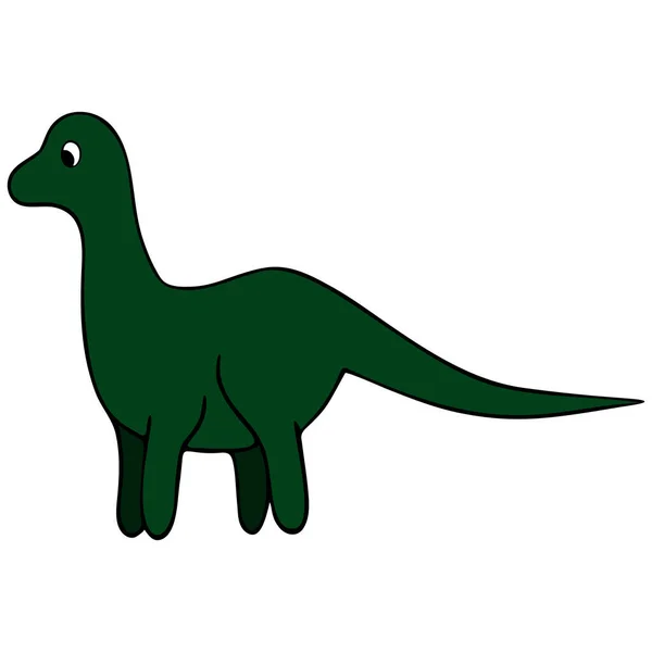 恐竜だ 草食性のトカゲは緑色です 隔離された白い背景のカラーベクトルイラスト 漫画風 ウェブデザインのアイデア かわいい顔と長い尾で爬虫類 おとぎ話の登場人物 — ストックベクタ