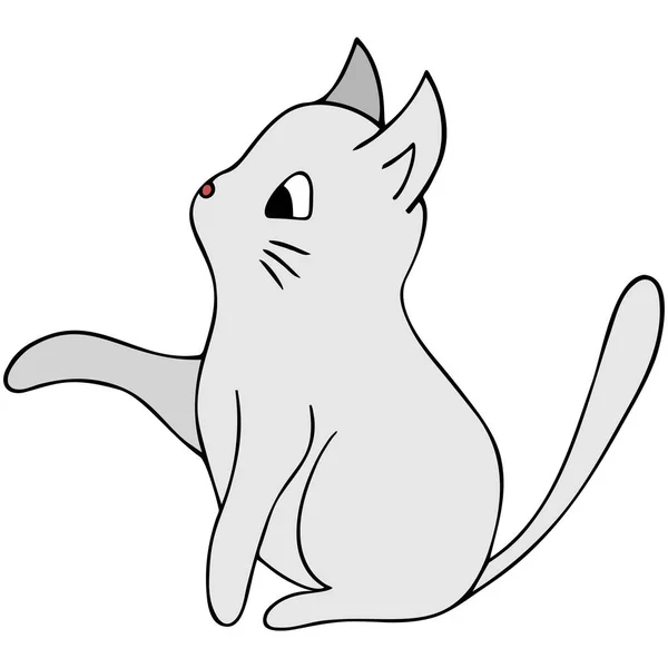 Kotě Bílá Barva Barevná Vektorová Ilustrace Izolované Pozadí Kreslený Styl — Stockový vektor