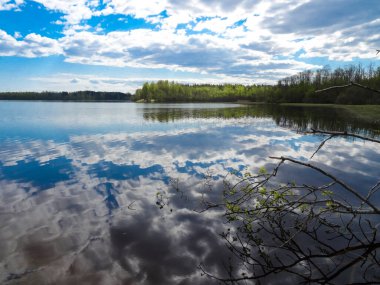 Gölde dalgalar, görülebilir bir sahil.