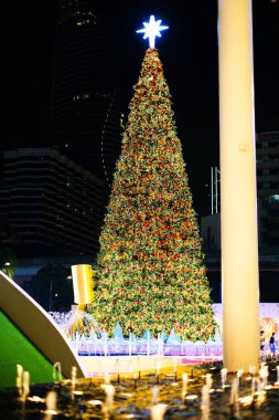 Parlak Noel ağacı gecenin içinde