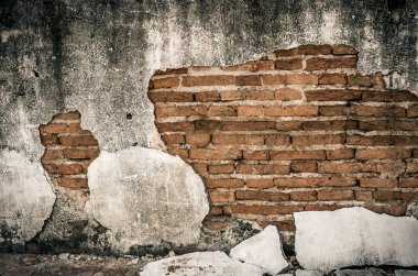 Beton vintage tuğla duvar arka plan, eski kirli kırık