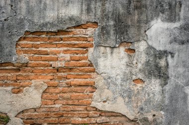 Beton vintage tuğla duvar arka plan, eski kirli kırık