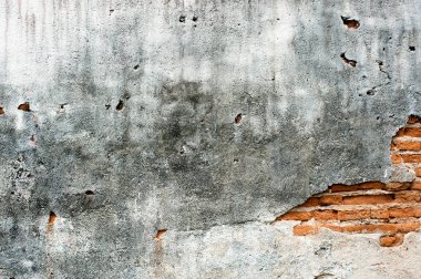 Beton vintage tuğla duvar arka plan, eski kirli kırık