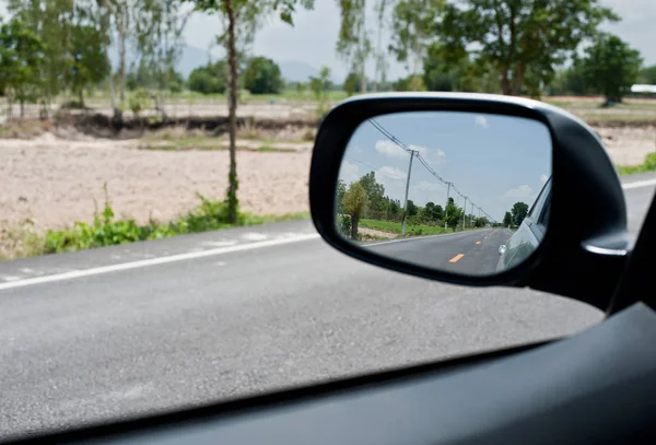 Landschaft Seitenspiegel Eines Autos Auf Der Straße Landschaft Natur — Stockfoto