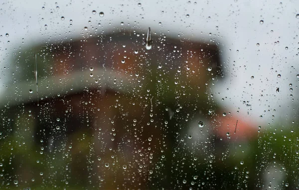 Rain Water Drops Glass Surface Background Abstract Backdrop — Stock Photo, Image