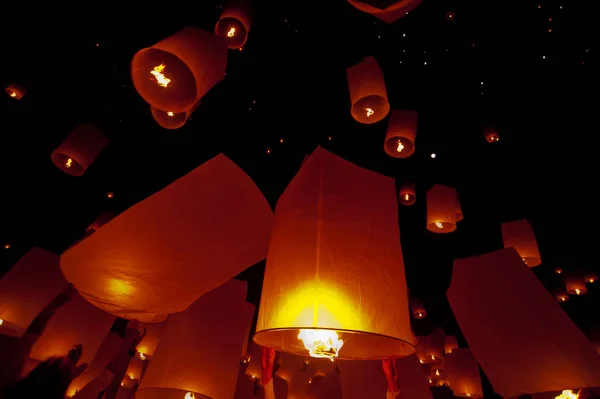 Floating Lantern Yee Peng Festival Loy Krathong Buddhist Floating Lanterns — Stock Photo, Image
