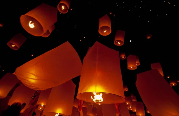 Floating Lantern Yee Peng Festival Loy Krathong Buddhist Floating Lanterns — Stock Photo, Image