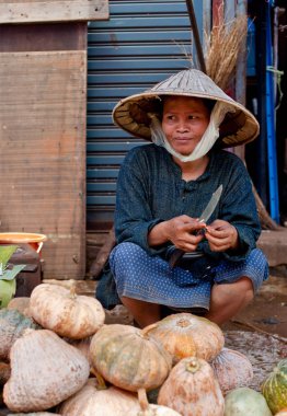 Pakse şehrindeki pazar manzarası Laos 'un en kalabalık üçüncü şehridir.