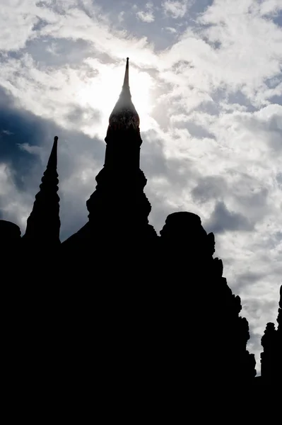 सुखोथाई ऐतिहासिक पार्क थायलंड प्राचीन बौद्ध जुन्या शहर — स्टॉक फोटो, इमेज