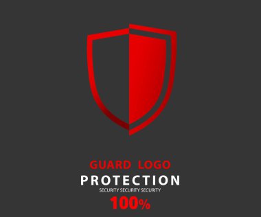 Logo güvenlik şirketi. Koruma ve vektör illüstrasyonu için zümrüt kalkan