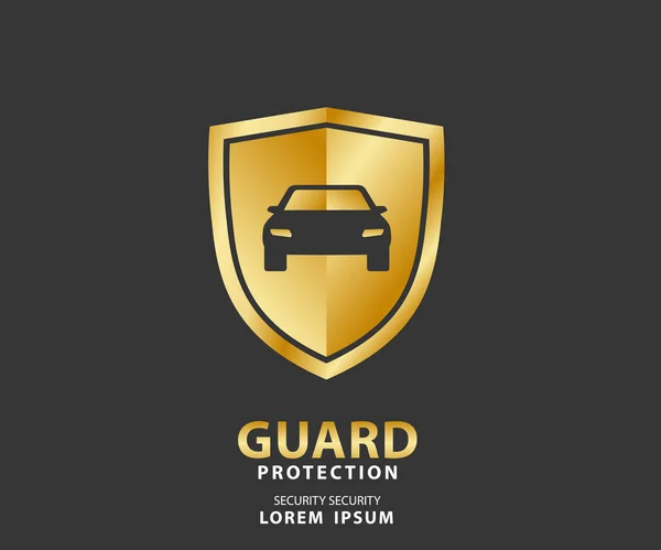 Voertuig Pictogram Luxe Schild Auto Auto Gouden Bewaker Verzekering Logo — Stockvector