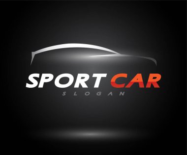 Sports Car Logo Şirketi, soyut araba tasarımı konsepti otomotiv illüstrasyonu