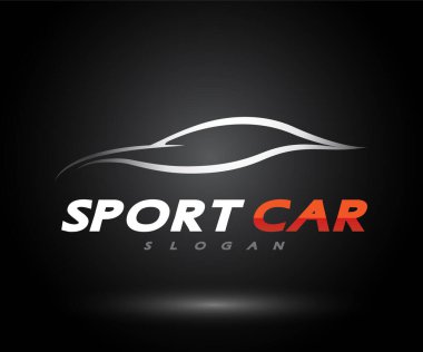 Sports Car Logo Şirketi, soyut araba tasarımı konsepti otomotiv illüstrasyonu