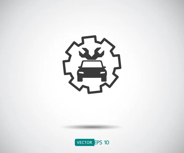 Icône Service Voiture Réparation Automatique Conception Logo Entretien Plat Illustration — Image vectorielle