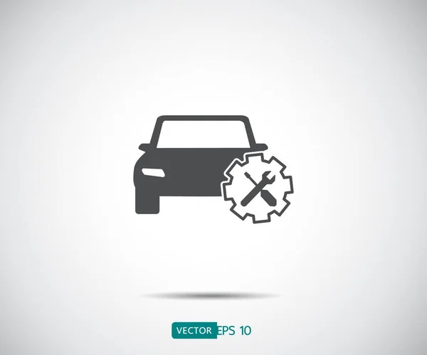 Icône Service Voiture Réparation Automatique Conception Logo Entretien Plat Illustration — Image vectorielle