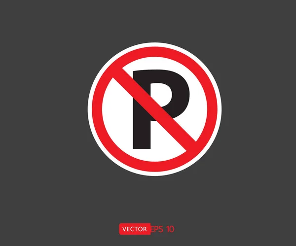 Circle Prohibited Car Parking Traffic Sign Prohibit Red Vector Illustration — 图库矢量图片