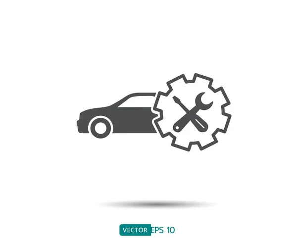 Icono Servicio Coche Reparación Automóviles Diseño Logotipo Mantenimiento Plano Ilustración — Vector de stock