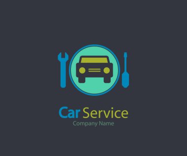 Araba logo servisi simgesi, Otomatik Tamir, Düz Bakım logosu tasarım Vektör illüstrasyonu