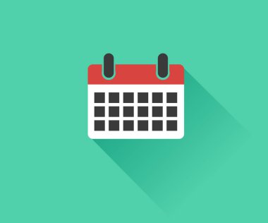 Takvim Simgesi, logo düz. Vektör illüstrasyonu