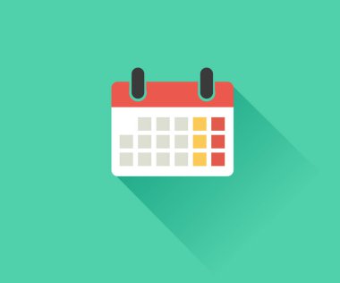 Takvim Simgesi, logo düz. Vektör illüstrasyonu