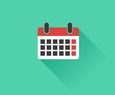 Takvim Simgesi, logo düz. Vektör illüstrasyonu