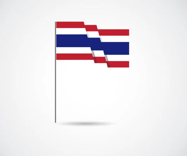 Vektorové Mávání Jednoduchým Trojúhelníkem Thajská Vlajka Tyči Národní Symbol Thajska — Stockový vektor
