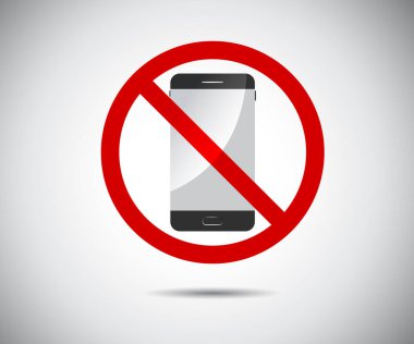 Cep telefonu yok, cep telefonu yasak, telefon logosu çizimi