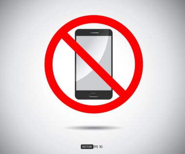 Cep telefonu yok, cep telefonu yasak, telefon logosu çizimi