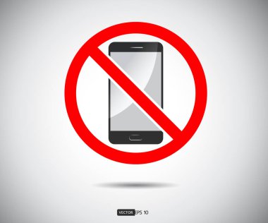 Cep telefonu yok, cep telefonu yasak, telefon logosu çizimi
