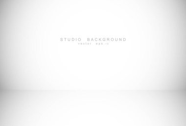 Beyaz gri gradyan stüdyo odası arka planı. Vektör EPS 10