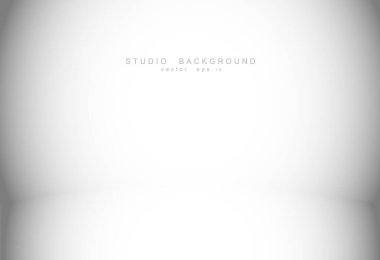 Beyaz gri gradyan stüdyo odası arka planı. Vektör EPS 10