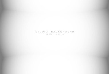 Beyaz gri gradyan stüdyo odası arka planı. Vektör EPS 10