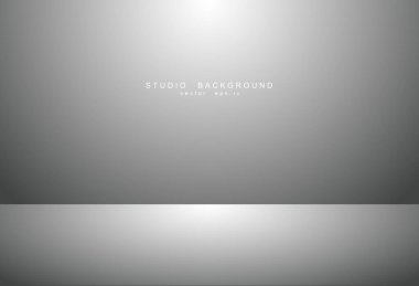 Beyaz gri gradyan stüdyo odası arka planı. Vektör EPS 10